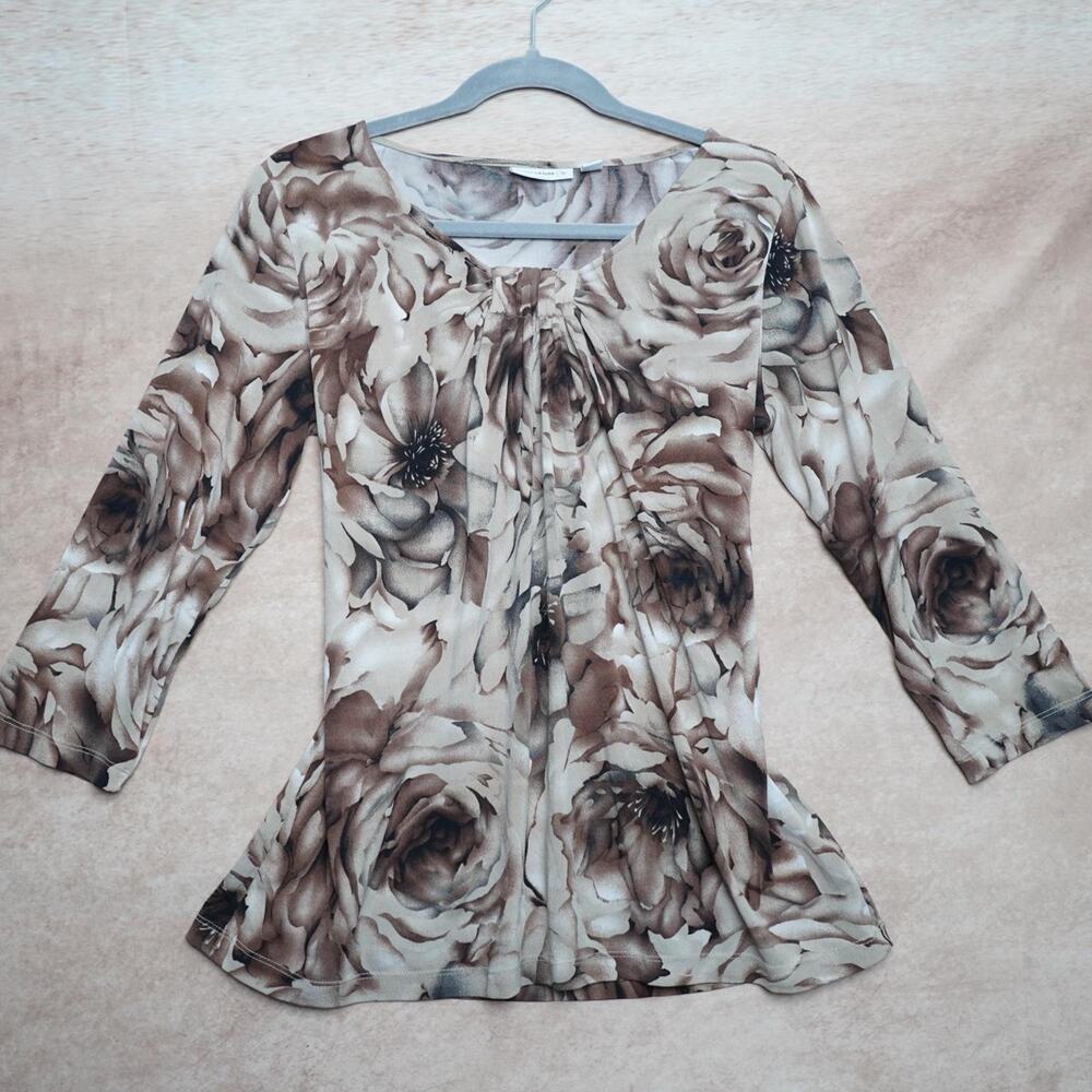 Susan Graver Mesh Floral Boho Top M
